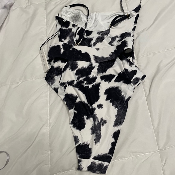 WeWoreWhat Danielle black cowhide swimsuit XS NWT - Picture 3 of 8